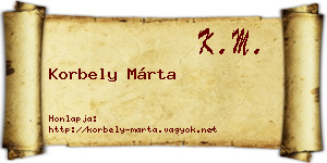 Korbely Márta névjegykártya